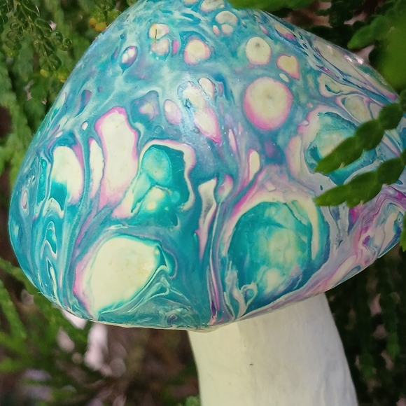 "Intergalactic Mycelium" Upcycled Mushroom Pour Art Wooden Wall Mount - Picture 5 of 9